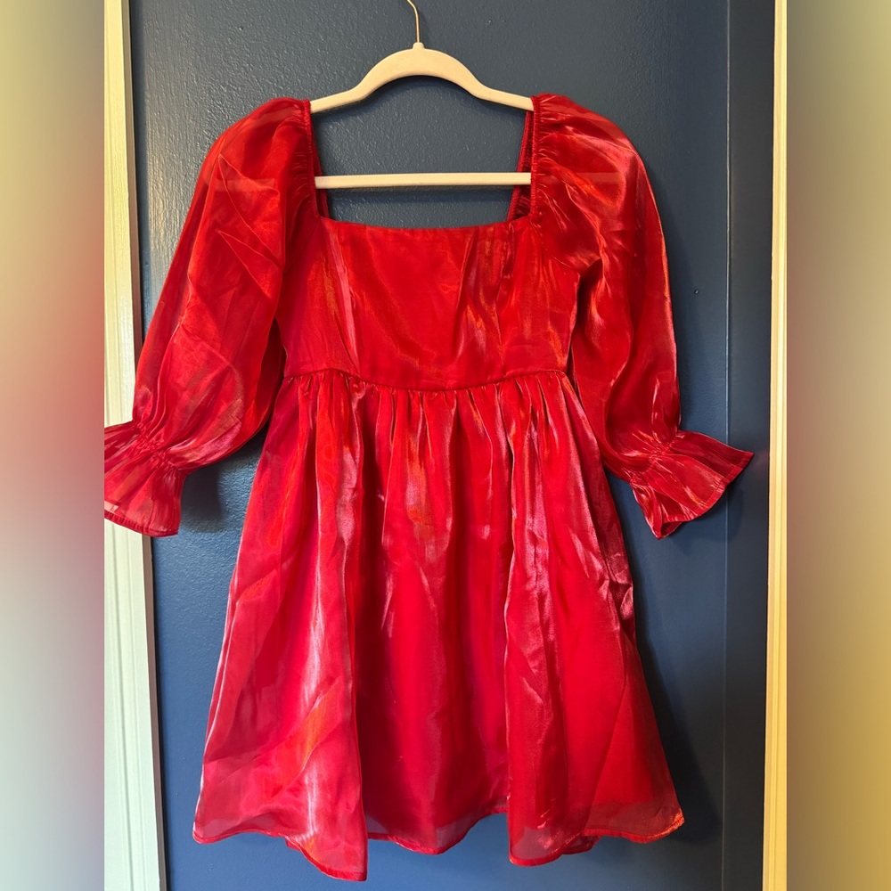 Red Puff Sleeve Dress